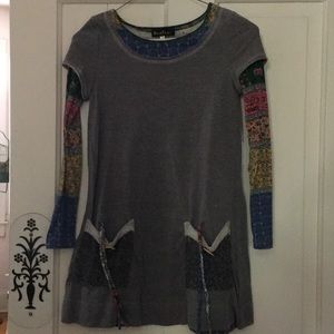 Girls Hannah banana gray and patterned dress.